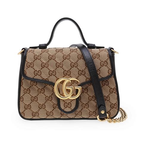 GUCCI GG Marmont Mini Top Handle Crossbody Bag Olive 